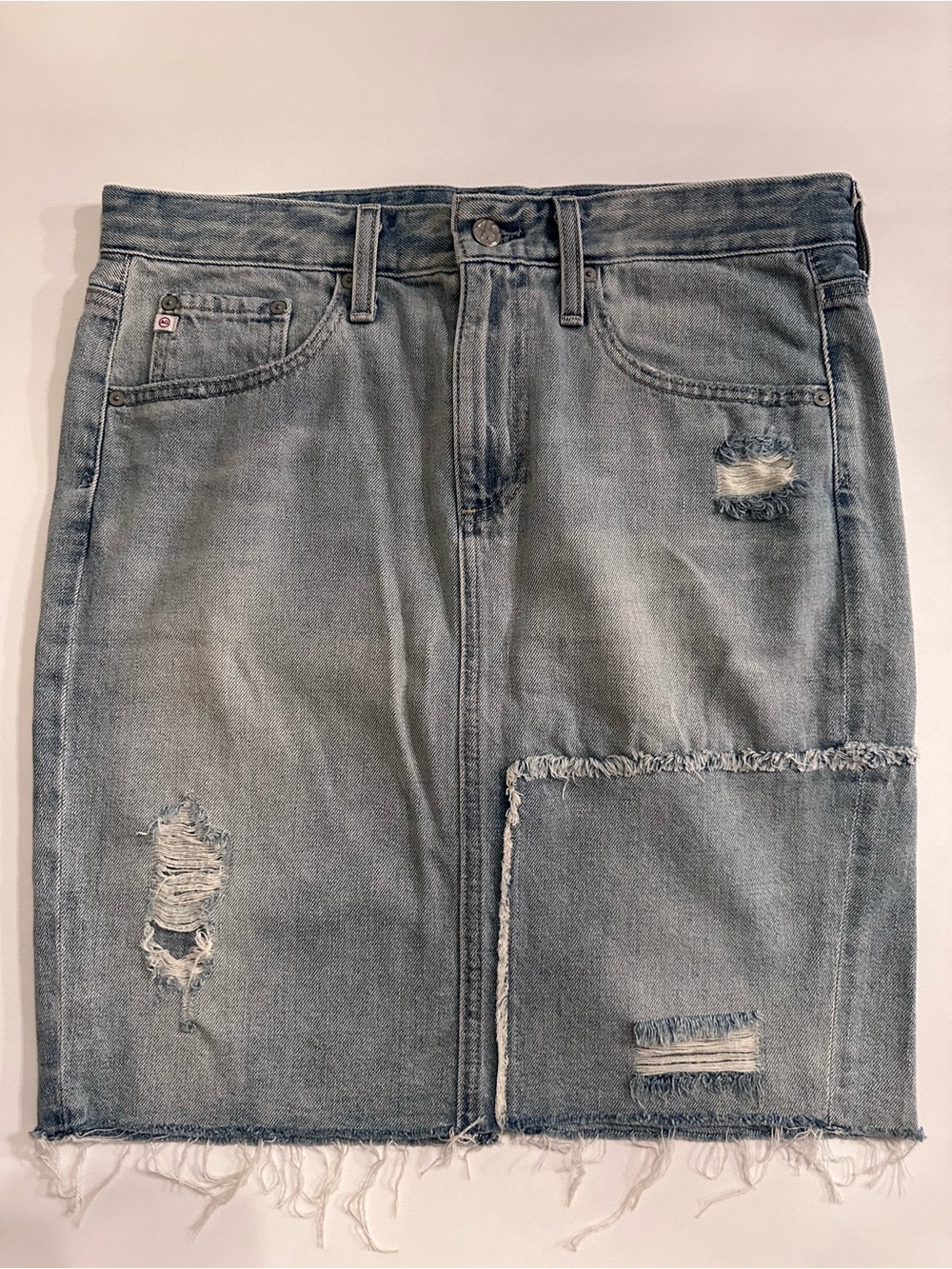 AG803 - AG Adriano Goldschmied The Erin Distressed Patchwork Pencil Skirt Size 2